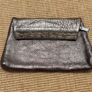 Velvet by Graham & Spencer Metallic Silver Clutch Bag